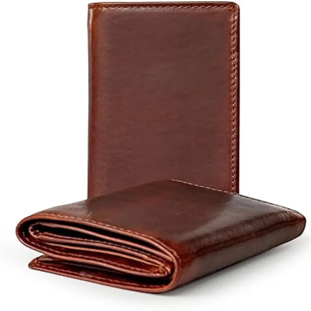 RFID Vintage Brown Leather Classic Trifold Wallet for Men